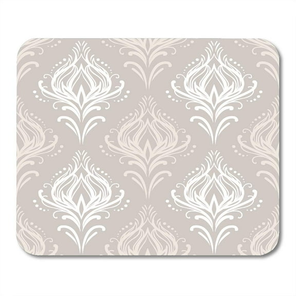 SIDONKU Beige Floral Vintage Damask Pattern Drawn Elegant European Fantasy Mousepad Mouse Pad Mouse Mat 9x10 inch