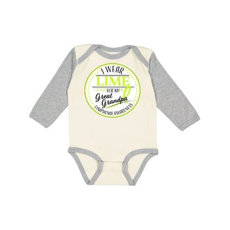 

Inktastic I Wear Lime for my Great Grandpa- Lymphoma Awareness Gift Baby Boy or Baby Girl Long Sleeve Bodysuit