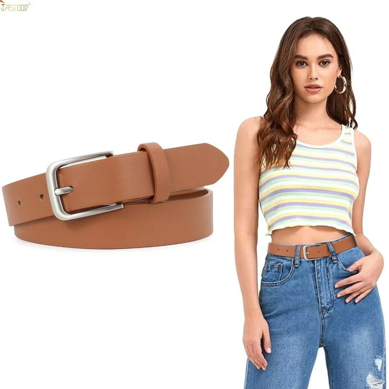Women's Full Grain Leather Belt | Womens Jeans Belt | Womens Leather Belts for Jeans | Sierra Belt | American Bench Craft, Brown / Nickel / 36