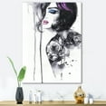 thumbnail image 2 of Designart ' Monochrome Female Portrait With Colorful Makeup ' Modern Canvas Wall Art Print, 2 of 4
