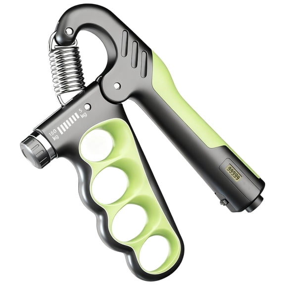 Hand Grip Strengthener with Electronic Counter, 330 lbs / 5 to 150 kg Adjustable Grip Strength Trainer, Finger Exerciser for Forearm Training, Rehabilitation - Green