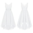 thumbnail image 5 of Rswnyirn Flower Girl Dress Juniors Wedding Bridesmaid Dress Chiffon High-Low Hem Prom Party Pageant White 6, 5 of 7