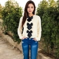 thumbnail image 2 of Women's Open Front Cardigan with Bow Detail and Relaxed Fit - Large, White, 2 of 7