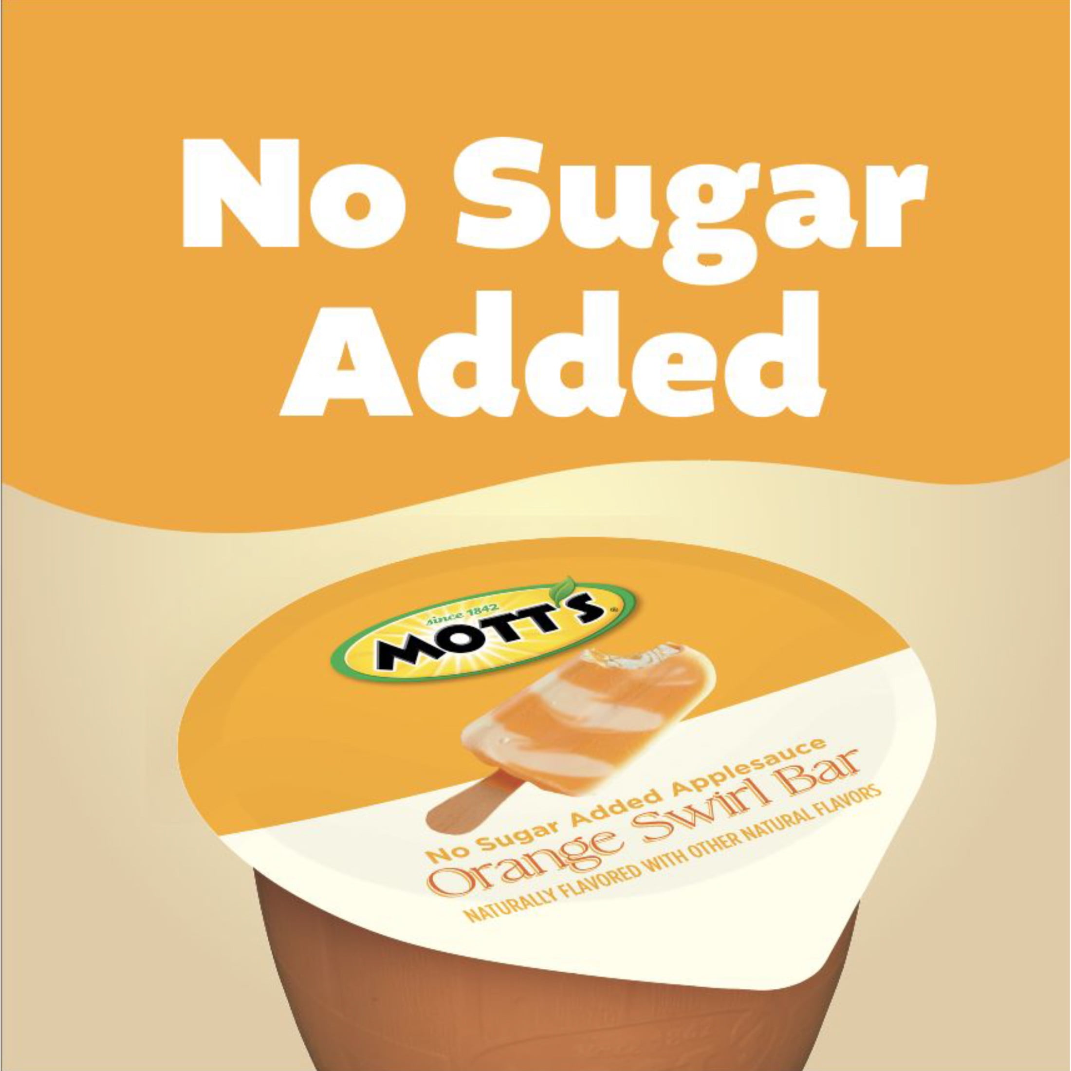 Mott's No Sugar Added Orange Swirl Bar Applesauce, 3.9 oz, 6 Count Cups