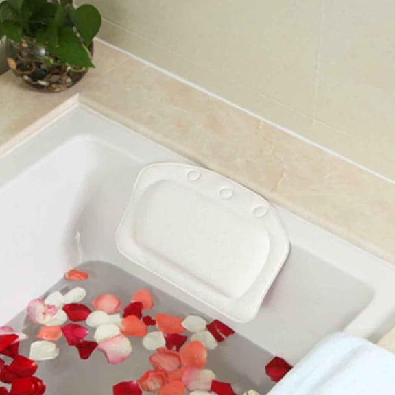 Lloopyting 1 Shower Pillow Comfortable Spa Bath Pillow Bathtub Bathroom Neck Headrest Soft Pad Suction Dorm Room Essentials For Girls White