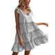 thumbnail image 4 of Txlixc, vestido informal de verano para mujer, vestido acampanado de Color sólido sin mangas con cuello en V y volantes, vestido plisado para fiesta en la playa, ropa de calle Txlixc  Estilo de ocio, 4 of 8