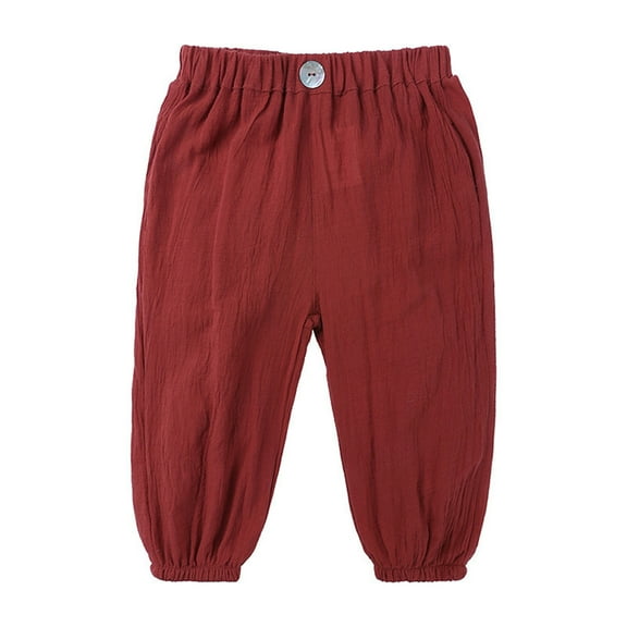 Chbgutlmr Baby Boys Girls Clothes Cotton Linen Pants Kids Solid Color Loose Basic Casual Trousers 2-10 Years
