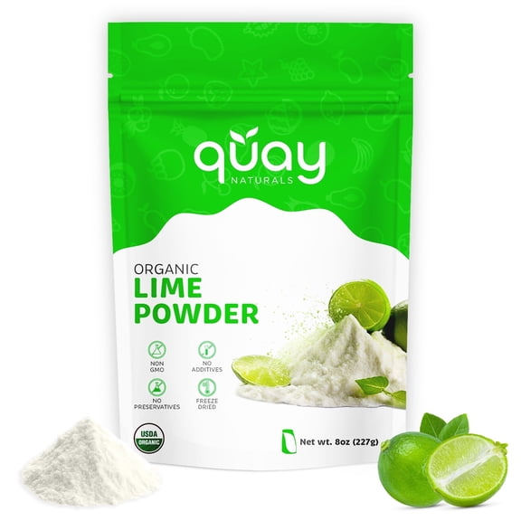 Quay Naturals Organic Lime Powder 8oz – Freeze-Dried, Non-GMO, No Additives or Preservatives – Tangy, Antioxidant-Rich Powder for Smoothies, Baking, Lattes & More – 100% Pure & USDA Organic.