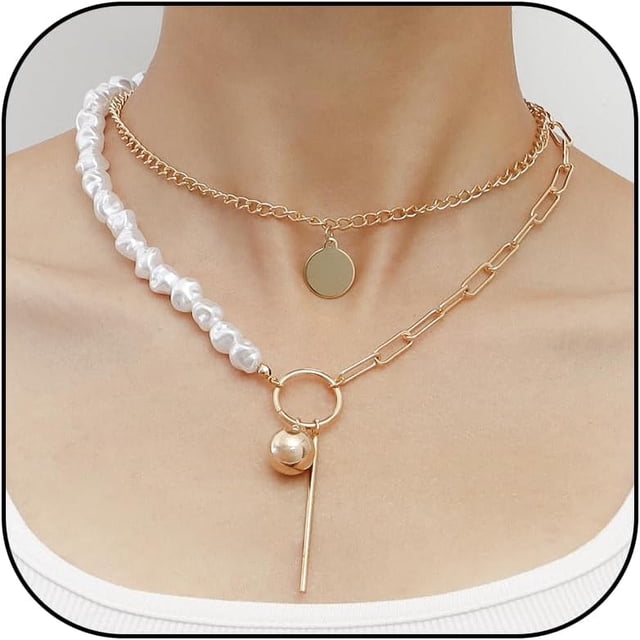 Colliers pour Femmes Collier de Perles pour Femmes Collier à Breloques Collier Ras-du-Cou de Perles Collier Perlé Bijoux de Mariage et de Bal Cadeaux Tendance pour Femmes