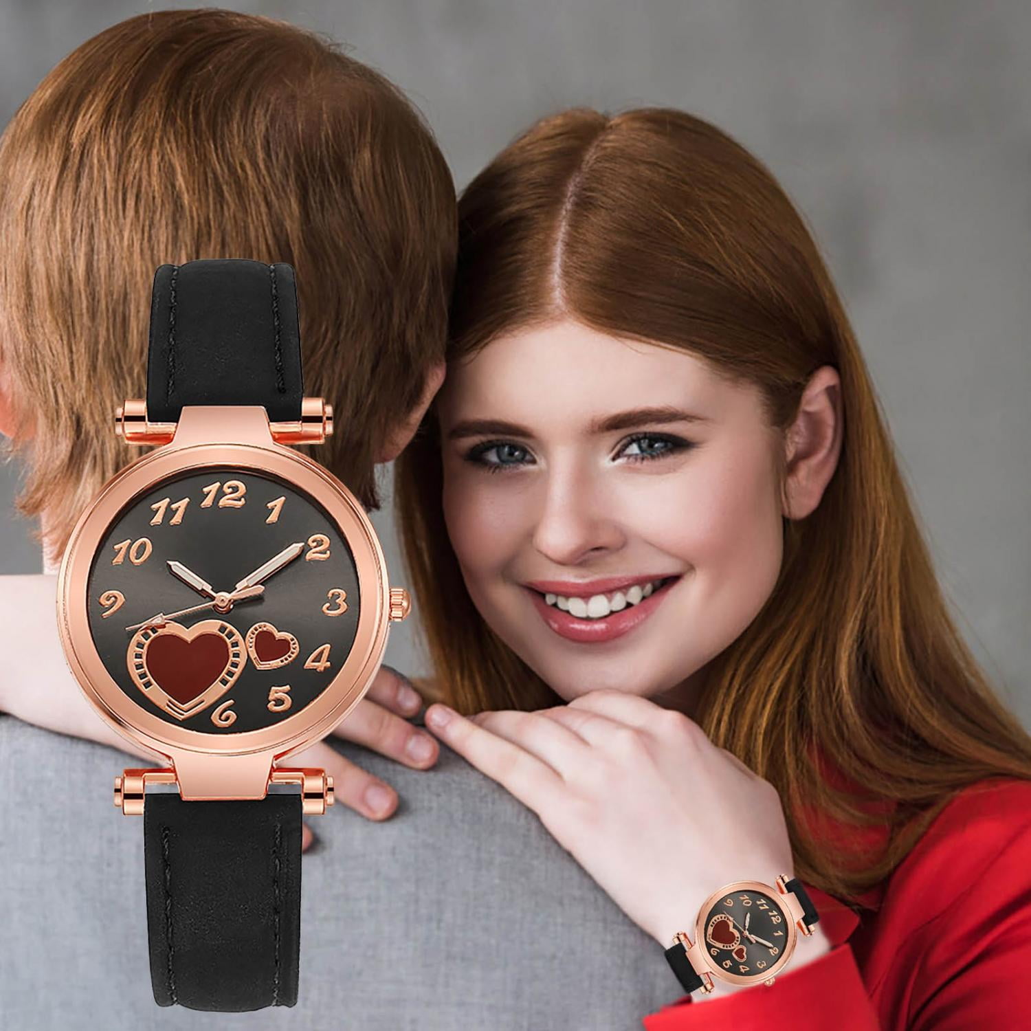 PoypyozzZ Love Ladies Stylish Watch Leather Strap Analog Quartz Fashion