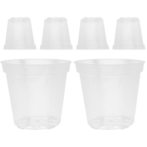 6 Pcs Indoor Plant Pots Clear Flower for 12 Inch Orchid Planter Transparent 10cm