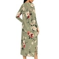 thumbnail image 6 of Aboser Zip Front Housecoat for Women Long Sleeve Soft Nightgown Robe Vintage Floral Graphic Sleepwear Casual Full Length Loungewear Lightweight Bathrobe with Side Pockets, 6 of 9
