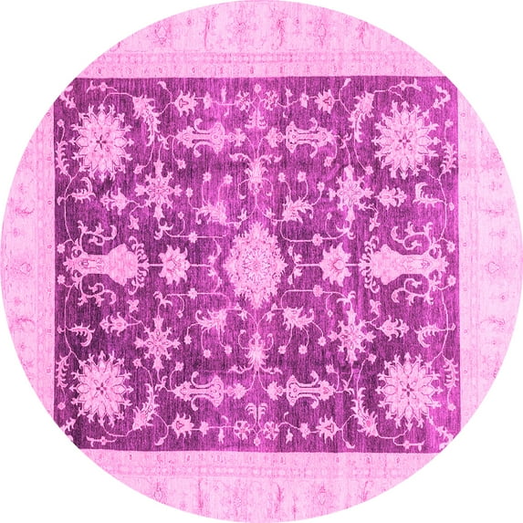 Ahgly Company Indoor Round Oriental Pink Traditional Area Rugs, 4' Round