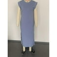 thumbnail image 4 of Efsteb Women Summer Dresses Solid Color Round Neck Casual Loose Split Long Maxi Vacation Dress with Pockets （Light Blue，S）, 4 of 8