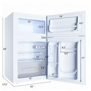 Costway Refrigerator Small Freezer Cooler Fridge Compact 3.2 cu ft. Unit, White