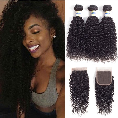 Yyong Brazilian Curly Wave Closure 4pcs Lot Wet And Wavy Virgin