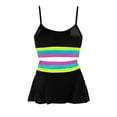 thumbnail image 6 of Pounoo Womens Rainbow Stripe Tankini Sets Slim Fit Spaghetti Strap High Waist Skirt Bottoms Beach Swimwear Bathing Suits Gift, 6 of 7