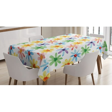

Floral Tablecloth Colorful Flowers Spring Season Nature Garden Theme Watercolors Hand Painted Artwork Rectangular Table Cover for Dining Room Kitchen 60 X 84 Inches Multicolor by Ambesonne