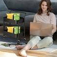thumbnail image 3 of LKJJLIQ 2 Tiers Plastic Rolling Utility Cart with Wheels, Multi Functional Storage Trolley Mobile Shelf Rolling Storage Cart Organizer for Office Living Room Kitchen, 3 of 5