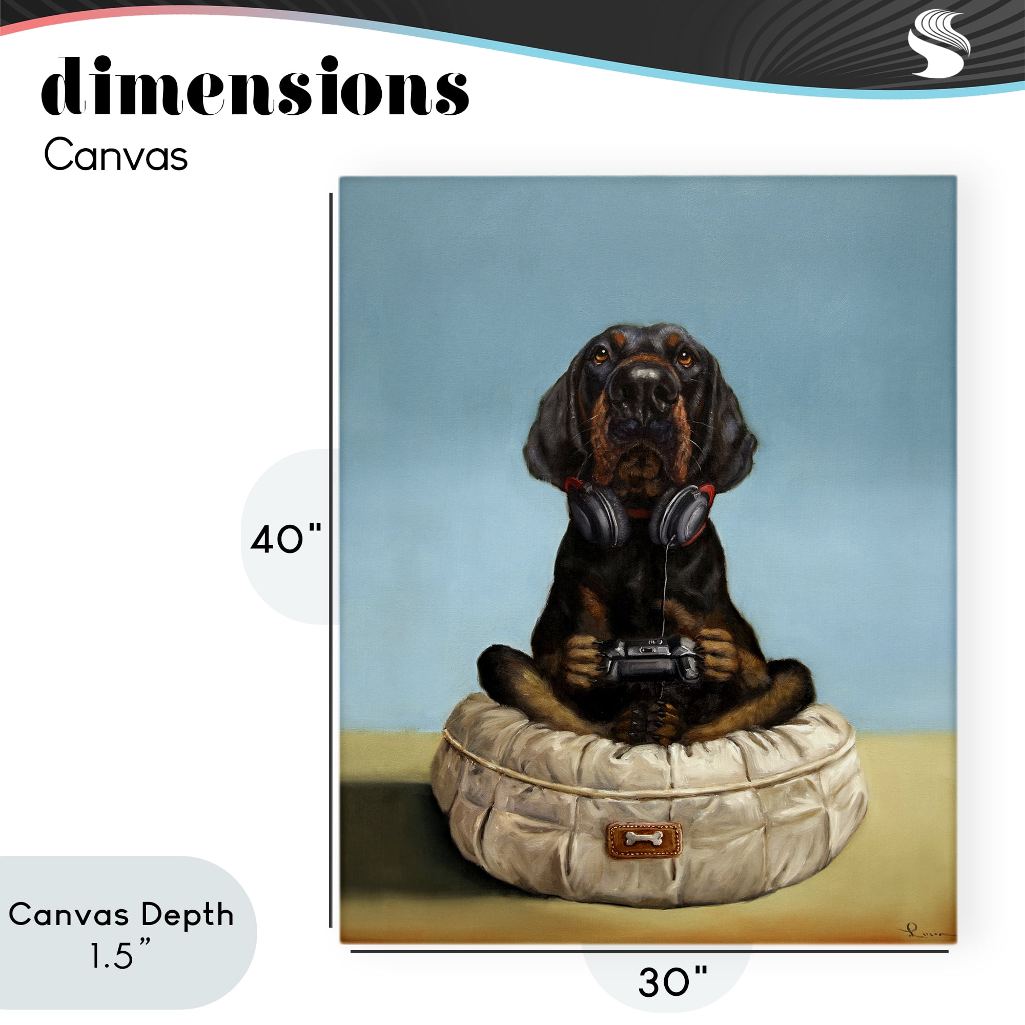 Stupell Industries Game Boy Playing Dog Canvas Wall Art, design by Lucia Heffernan