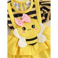 thumbnail image 3 of Newborn Girl Outfit, Short Sleeve Striped Bee A-line Romper Dress with Headband Clothes, 3 of 5