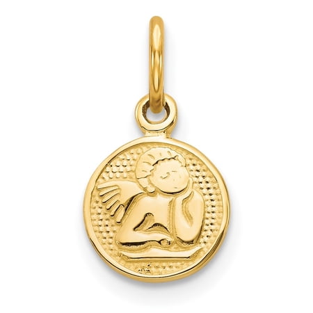 Diamond2Deal 10k Yellow Gold Angel Charm Pendant for Women (L- 0.6 inch, W-0.28 inch)