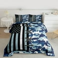 thumbnail image 2 of Homewish Vintage American Flag Full Size Comforter Sets,Rustic Camo Camouflage Bedding Comforter Set,Blue White Bedding Sets For Boys Teens,Ultra Soft Home Decor Reversible,3 Pieces, 2 of 8