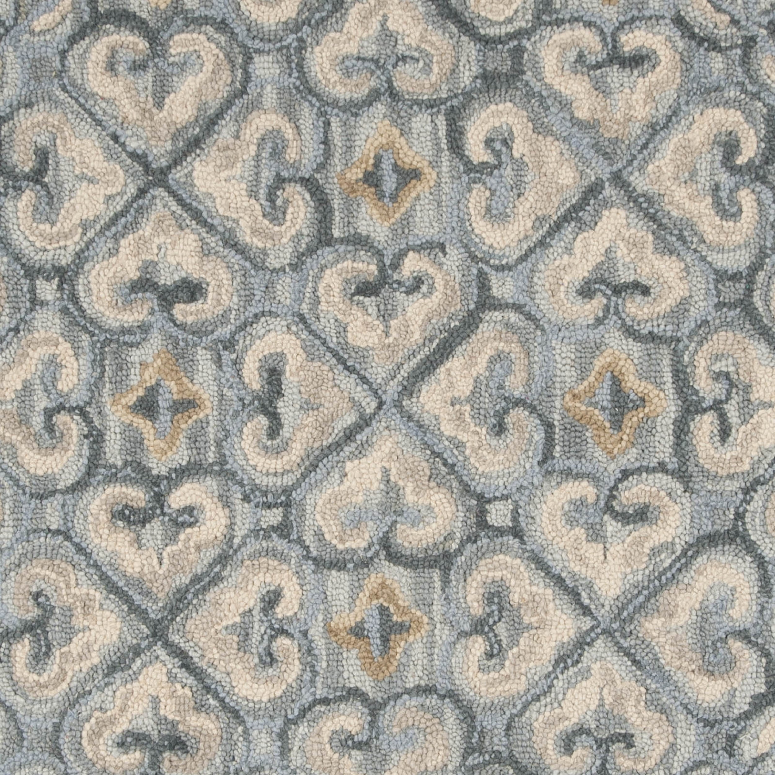SAFAVIEH Blossom Jocelyne Geometric Area Rug, Light Beige/Blue, 6' x 6' Round