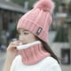 thumbnail image 5 of Guardurnaity Gorro de lana tejido para hombre y mujer, gorro tejido con bola redonda, trenzado, cálido y grueso, accesorio para la cabeza de Sombreros rosa, 5 of 6