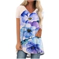 thumbnail image 2 of Womens Plus Size Tops,Womens Blouses,Women's Fashion Casual V-Neck Flower Loose Painting Short Sleeve T-Shirt Top Blouse Shirt, 2 of 5
