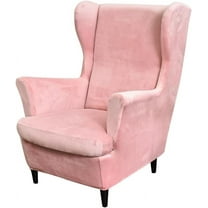 Wing Chair Slipcovers, 2 Piece Stretch Wingback Chair Cover Soft Velvet Armchair Covers with Elastic Bottom for Living Room Bedroom