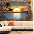 thumbnail image 3 of Wall26 - Large Wall Mural - Sunset at Tropical Sea Viewed Through a Broken Brick Wall | 3D Visual Effect Self-Adhesive Vinyl Wallpaper/Removable Modern Decorating Wall Art - 66" x 96", 3 of 6