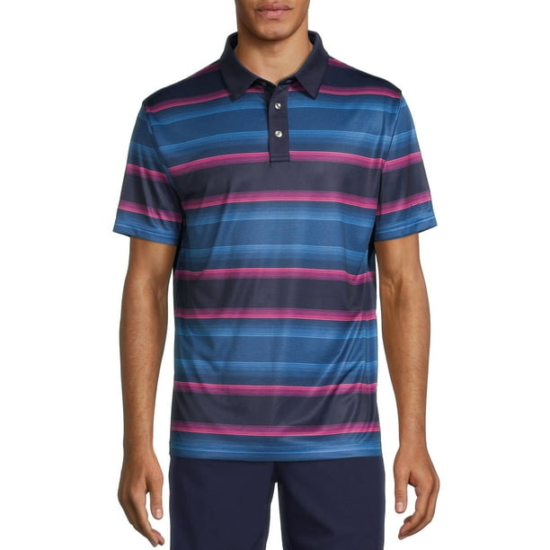 Ben Hogan Men's and Big Men's Chest Stripe Golf Polo Shirt, Sizes up to