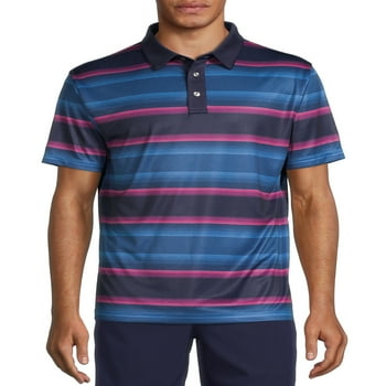 Ben Hogan Men's and Big Men's Chest Stripe Golf Polo Shirt, Sizes up to 5XL