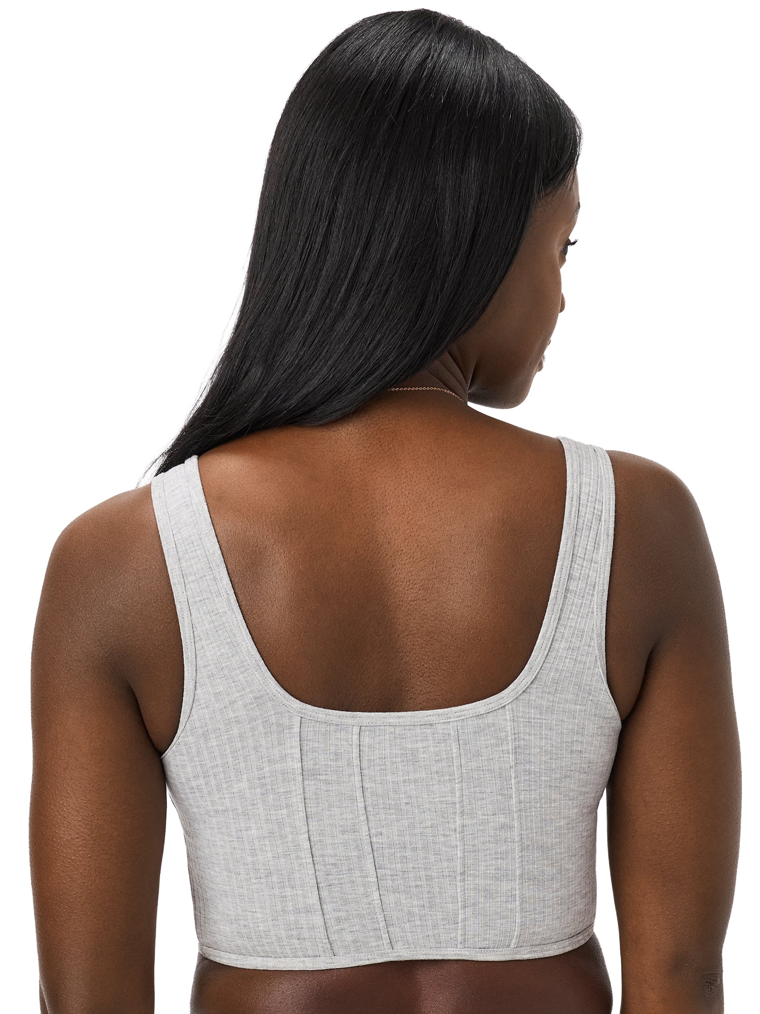 Kindly Yours Women’s Wireless Rib Longline Corset Bra Top, Sizes S-XXXL