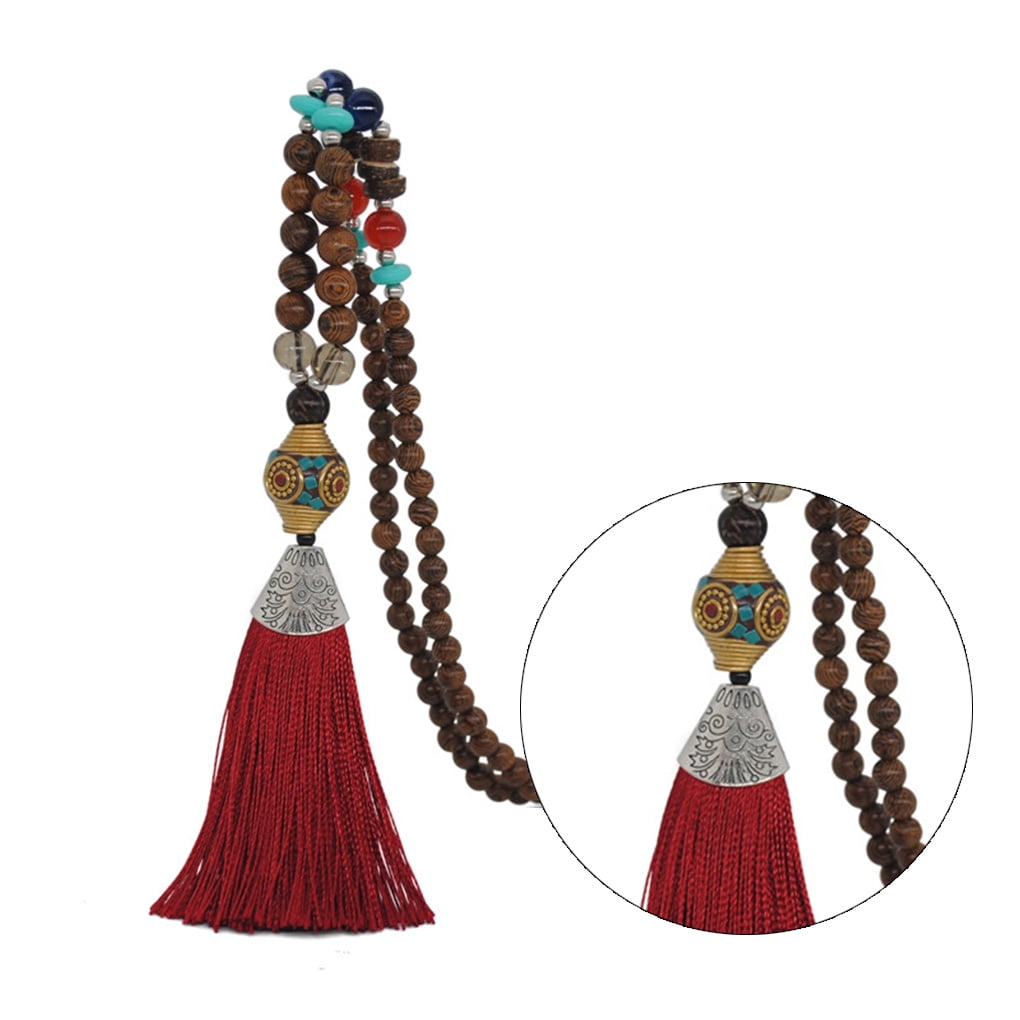 Fashion Boho Cotton Tassel Beads Ethnic Necklace Women Colorful Necklace Jewelry 