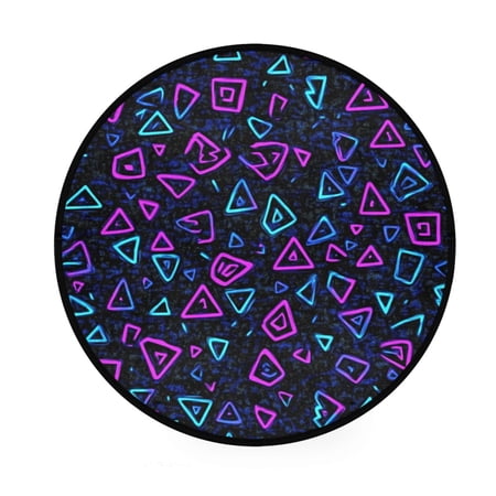 Modern Triangles Neon Pattern Memory Foam Bath Mat 36" Absorbent Rug with Non Slip Base and 4 Bonus Pads