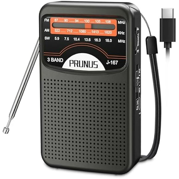 Portable AM FM Transistor Radio with Rechargeable Battery