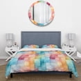 thumbnail image 3 of Designart "Watercolor Serenity II" Multicolor Patchwork Bedding Covert Set - Vintage Bed Set With 2 Shams, 3 of 5