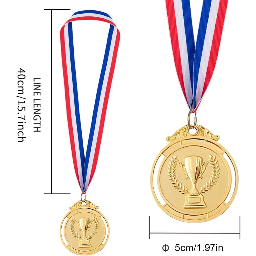 BLEEUS 30pcs 2inch Gold Silver Bronze Award Medal With Neck Ribbon Winner Medal(trophy) Sporting Supplies (Trophy)