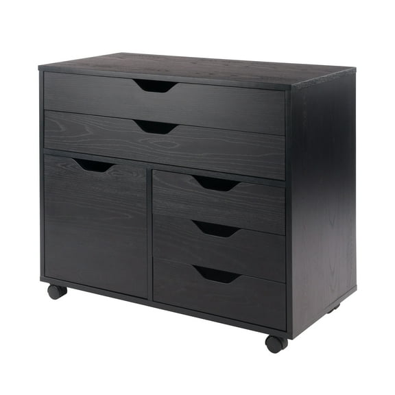 Winsome Halifax 3-Section Multi-Storage Mobile Cabinet 20633, Black Finish