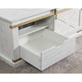 thumbnail image 3 of Antique White 1pc Sofa Table in Rustic Style w Metal & Solid Wood & Center Glide Drawers, 3 of 8