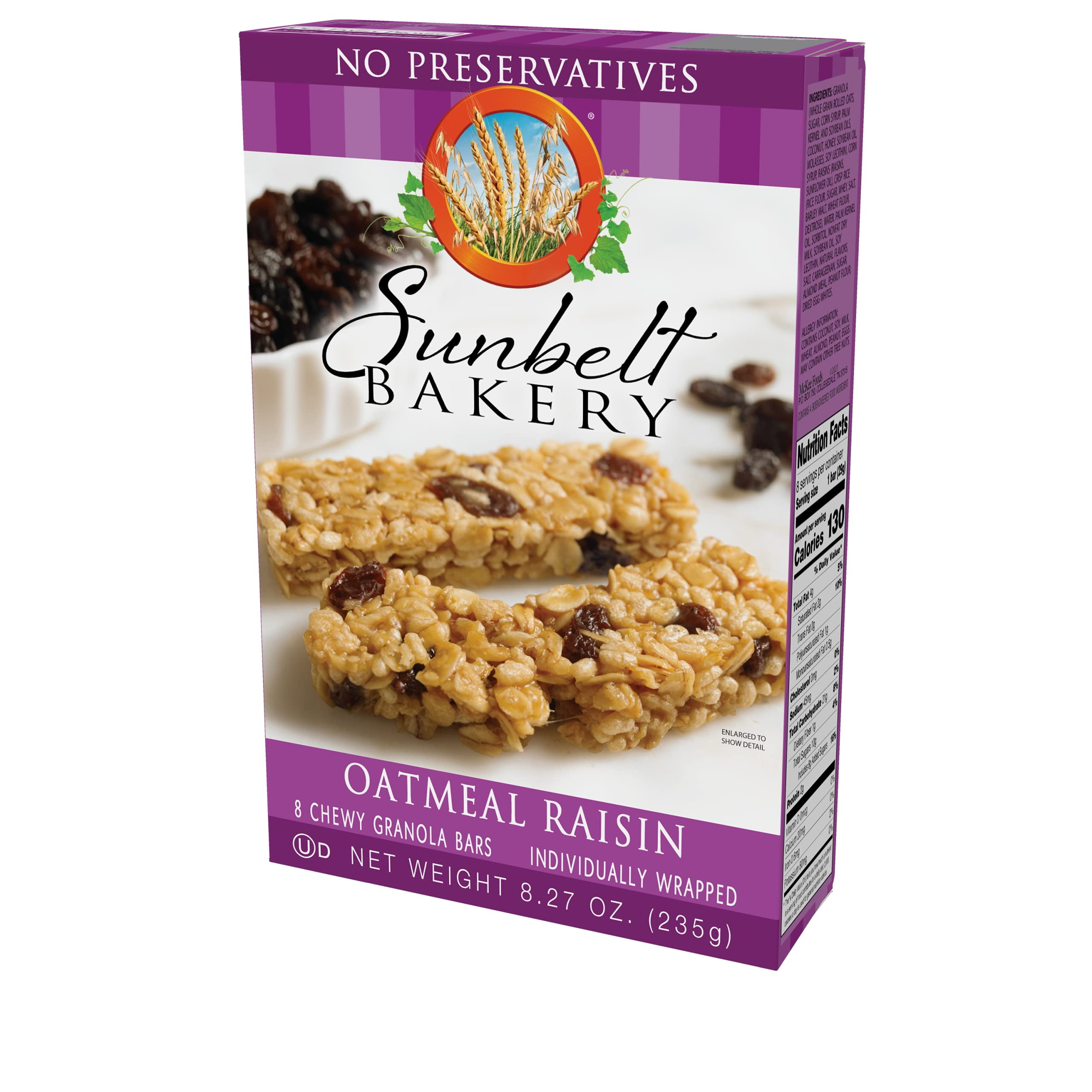 Sunbelt Bakery Oatmeal Raisin Chewy Granola Bars, 10 Boxes