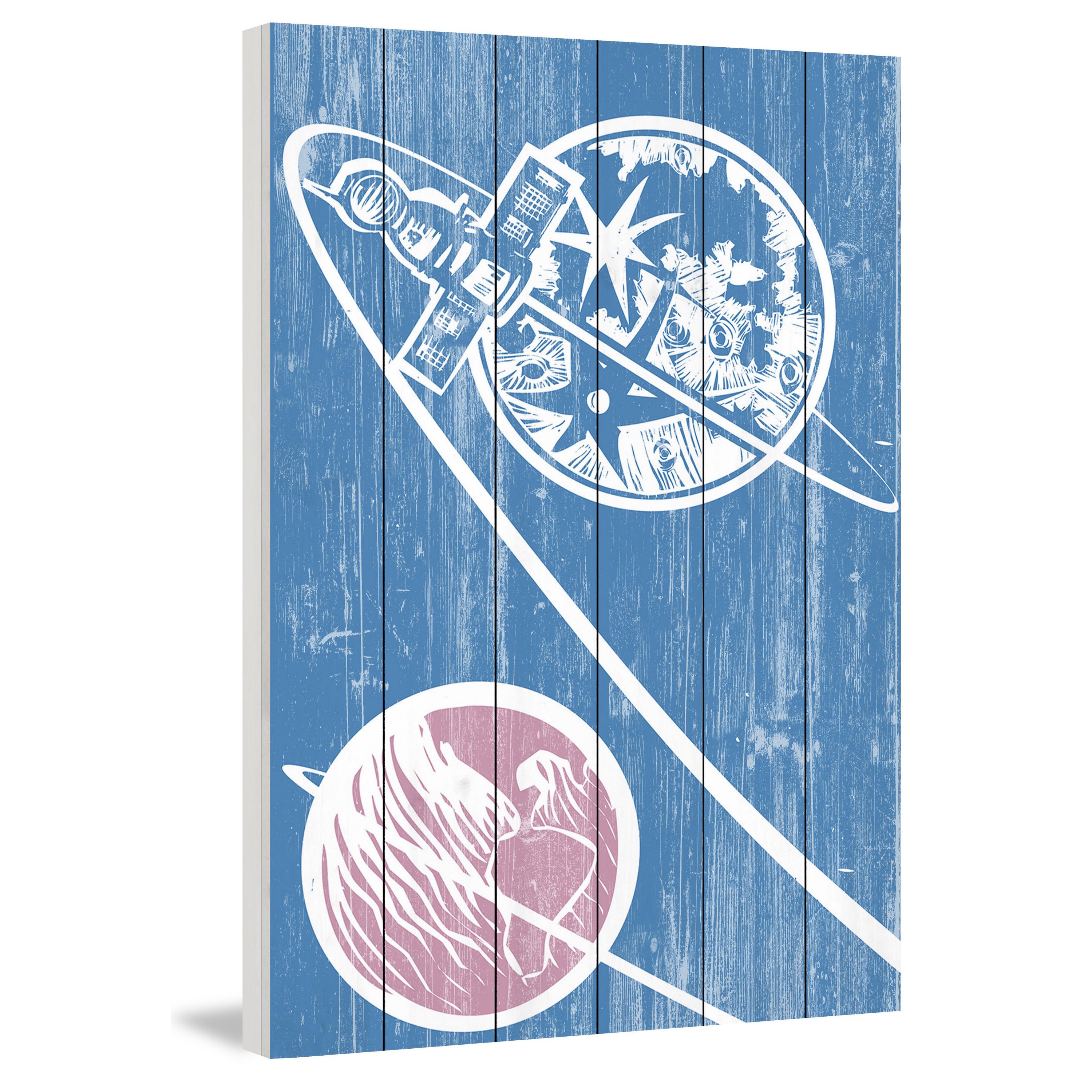 Marmont Hill - "Satellite Orbit" Painting Print on White Wood