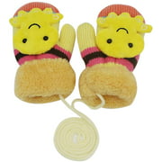 Baby Boys Girls Winter Warm Knitted Gloves Plush Fleece Lined Cartoon Animal Mittens with String Â¡Â­