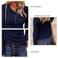 thumbnail image 4 of Women Long Sleeve Shirts Pure Color Casual Buttons Tunic Top Stylish for Daily Wear, 4 of 5