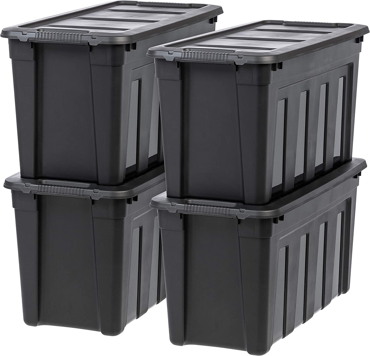 31 Gallon Stackable Storage Containers with Lids and Easy-Grip Handles