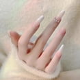 thumbnail image 5 of 24pcs/Box Long Coffin False Nails Art Rose with Glue Wearable Nude Pink White Color Jelly Nails Tips Full Cover Press On Nails, 5 of 6