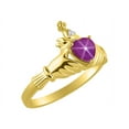 thumbnail image 3 of RYLOS Rings 14K Yellow Gold Claddah Love, Loyalty & Friendship Ring Heart 6MM Gemstone & Diamond Claddagh Rings July Star Ruby Jewelry Size 12, 3 of 7
