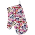 thumbnail image 6 of Dreamtimes Oven Mitts and Pot Holders with Chef Apron 3Pcs Set Skulls with Beautiful Flowers Non Slip Heat Resistant Gloves for Baking Cooking BBQ, 6 of 7